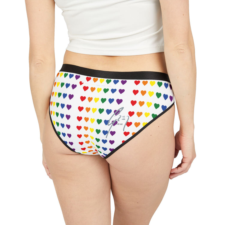 Colorful Heart Print Women's Underwear Set, AOP Lingerie, Cute Intimates, Valentine’s Gift, Rainbow Panties, Summer Collection
