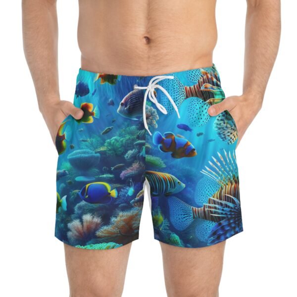 Fish Print Swim Trunks - Image 3